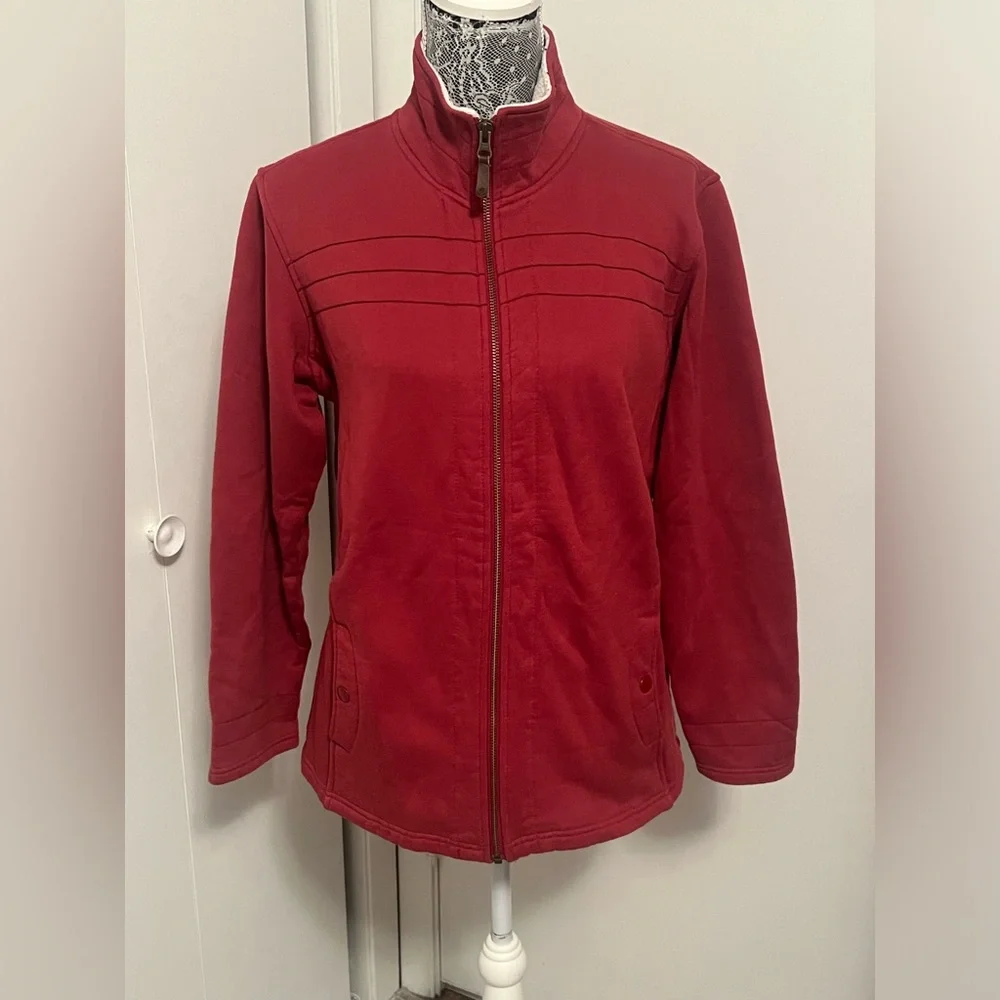 Columbia Women’s XL Red Fleece Lined Zip Jacket Coat Full Zip Soft Shell Outdoor